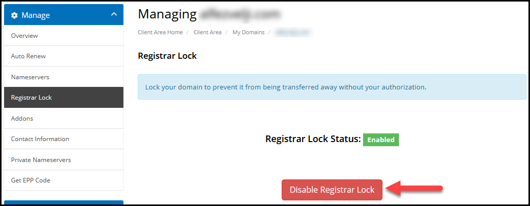 unlock domain step 2